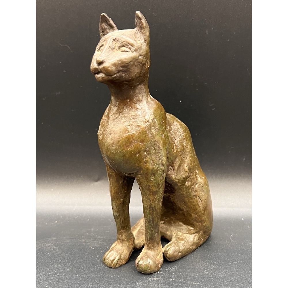 Antique Early‎ 19th Century Hot Cast Solid Bronze Egyptian Mau Sculpture Signed